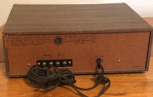 Panasonic RS-805US 8-Track Player/Recorder Back